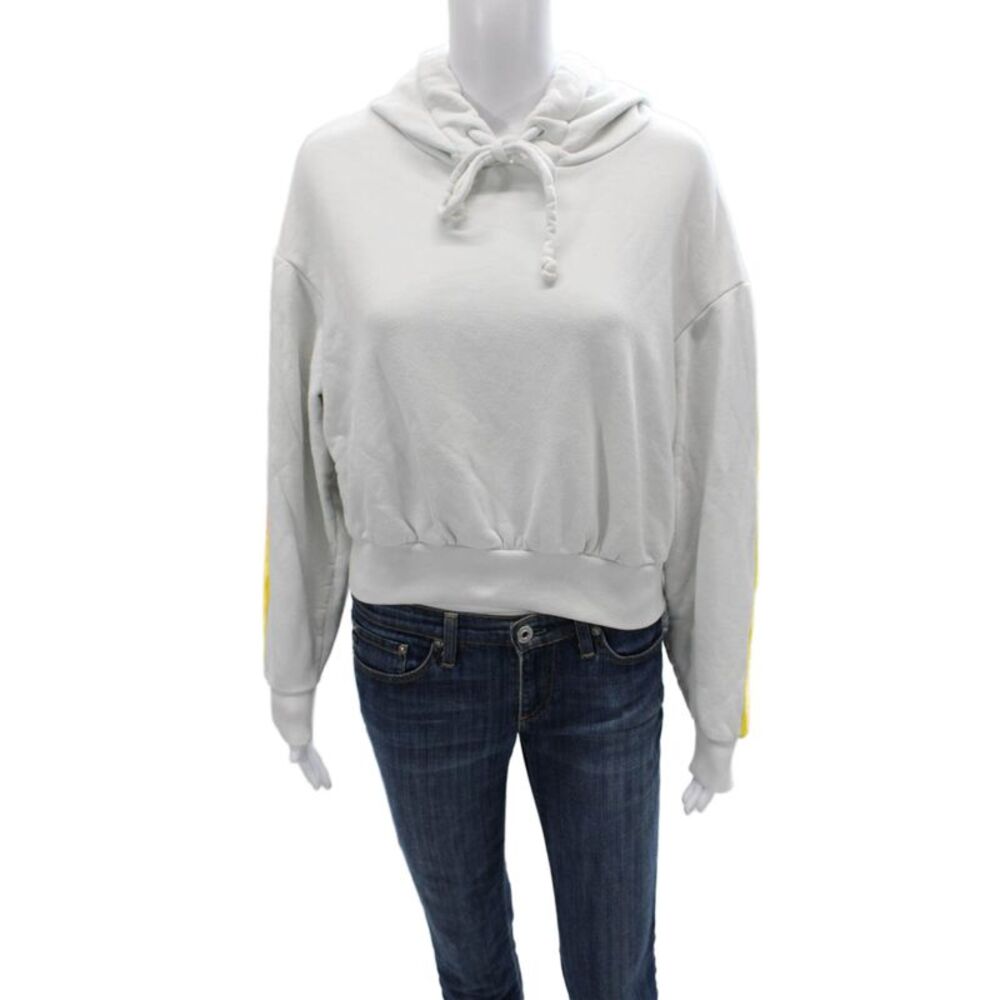 Wesley Women Pullover Hoodie White Cotton Long Sleeve Size M